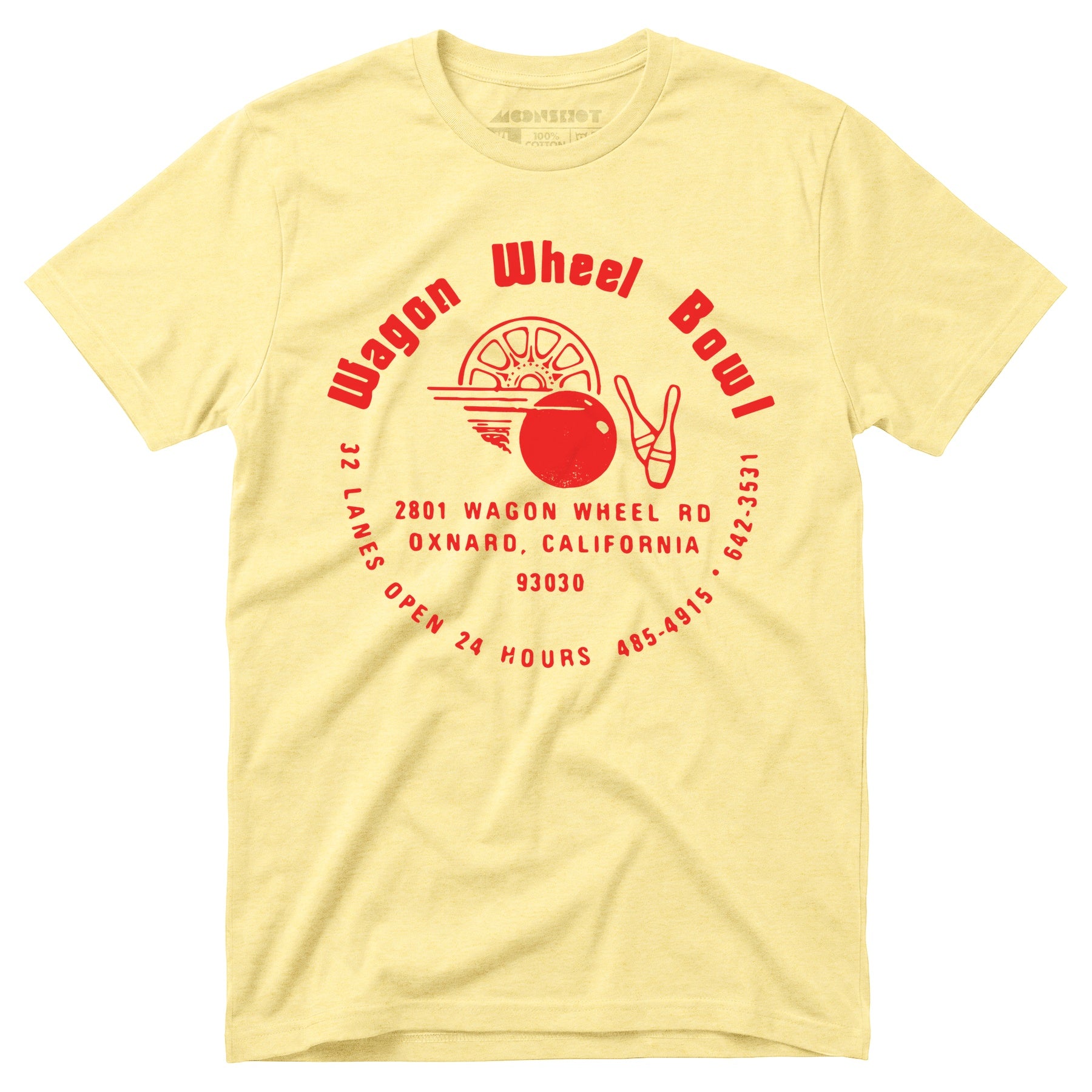 Wagon Wheel Bowl - Oxnard, CA - Vintage Bowling Alley - Unisex T-Shirt