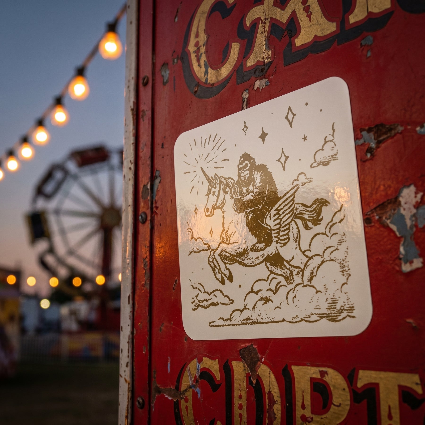 Bigfoot Riding On a Unicorn - Sticker