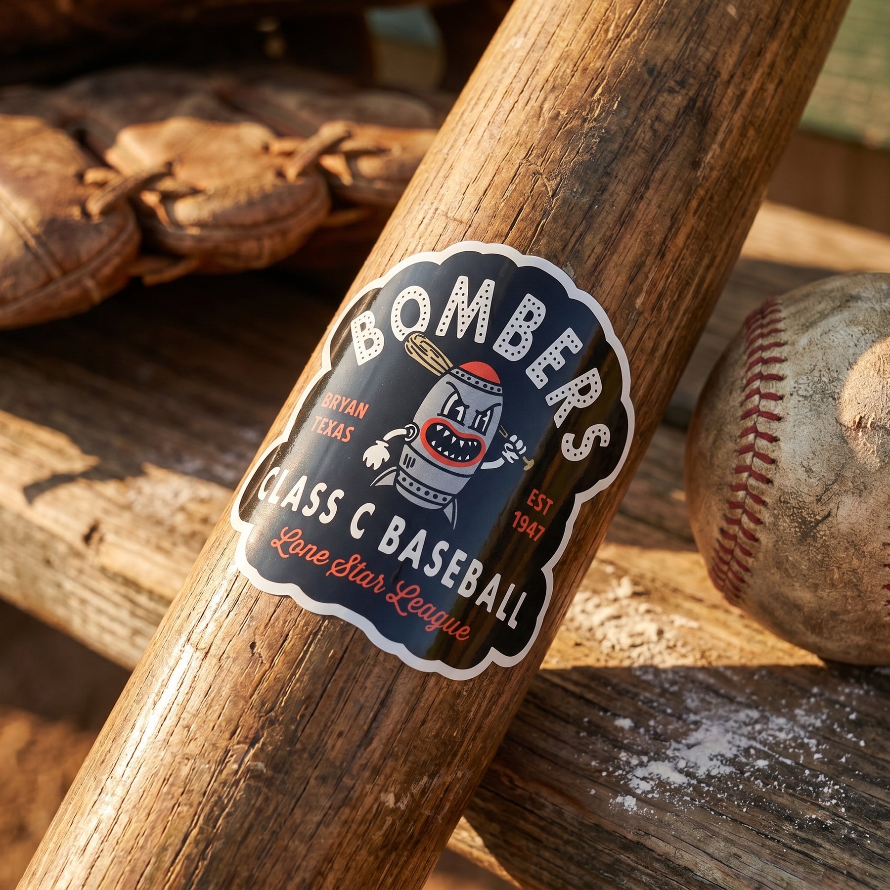 Bryan Bombers - Texas - Vintage Defunct Baseball Teams - Sticker