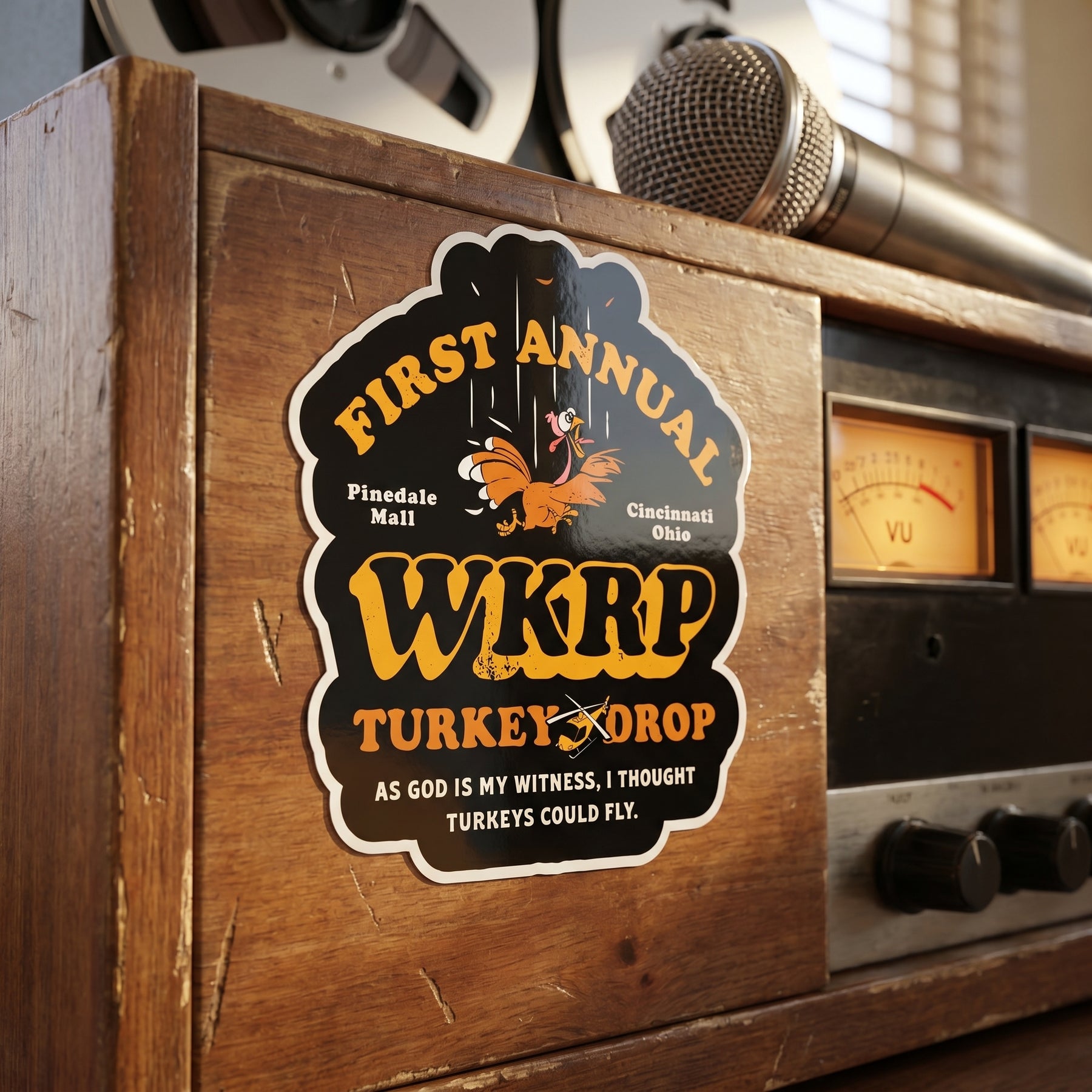 WKRP Turkey Drop - Sticker