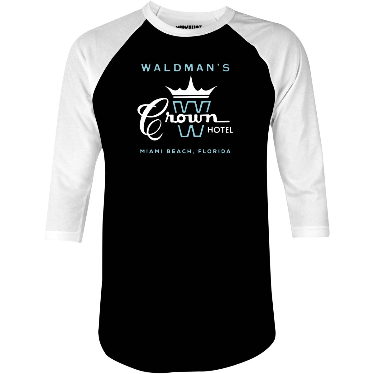 Waldman's Crown Hotel - Miami, FL - Vintage Hotel - 3/4 Sleeve Raglan T-Shirt