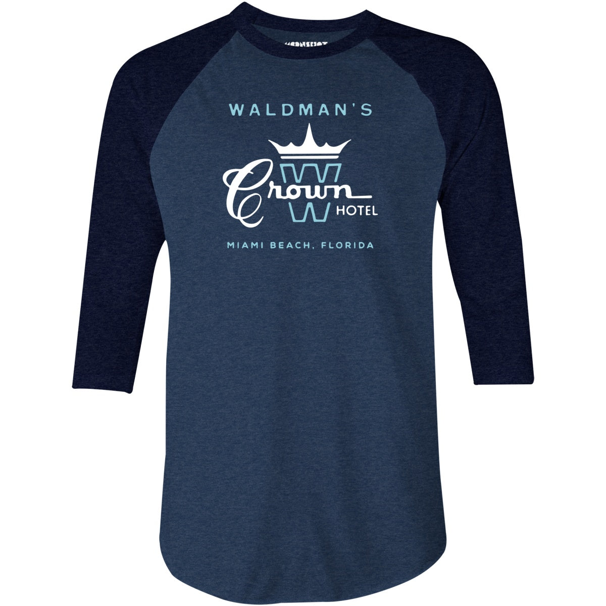 Waldman's Crown Hotel - Miami, FL - Vintage Hotel - 3/4 Sleeve Raglan T-Shirt