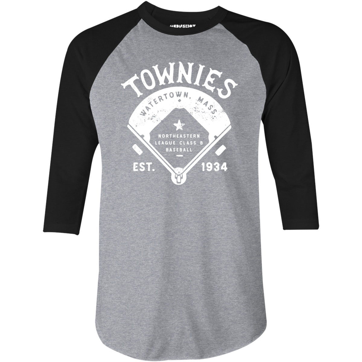 Watertown Townies - Massachusetts - Vintage Defunct Baseball Teams - 3/4 Sleeve Raglan T-Shirt