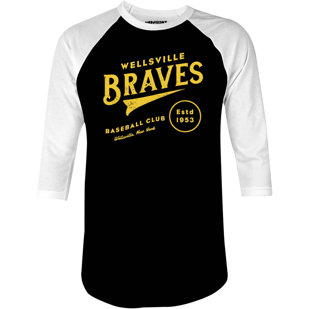 Wellsville Braves - New York - Vintage Defunct Baseball Teams - 3/4 Sleeve Raglan T-Shirt