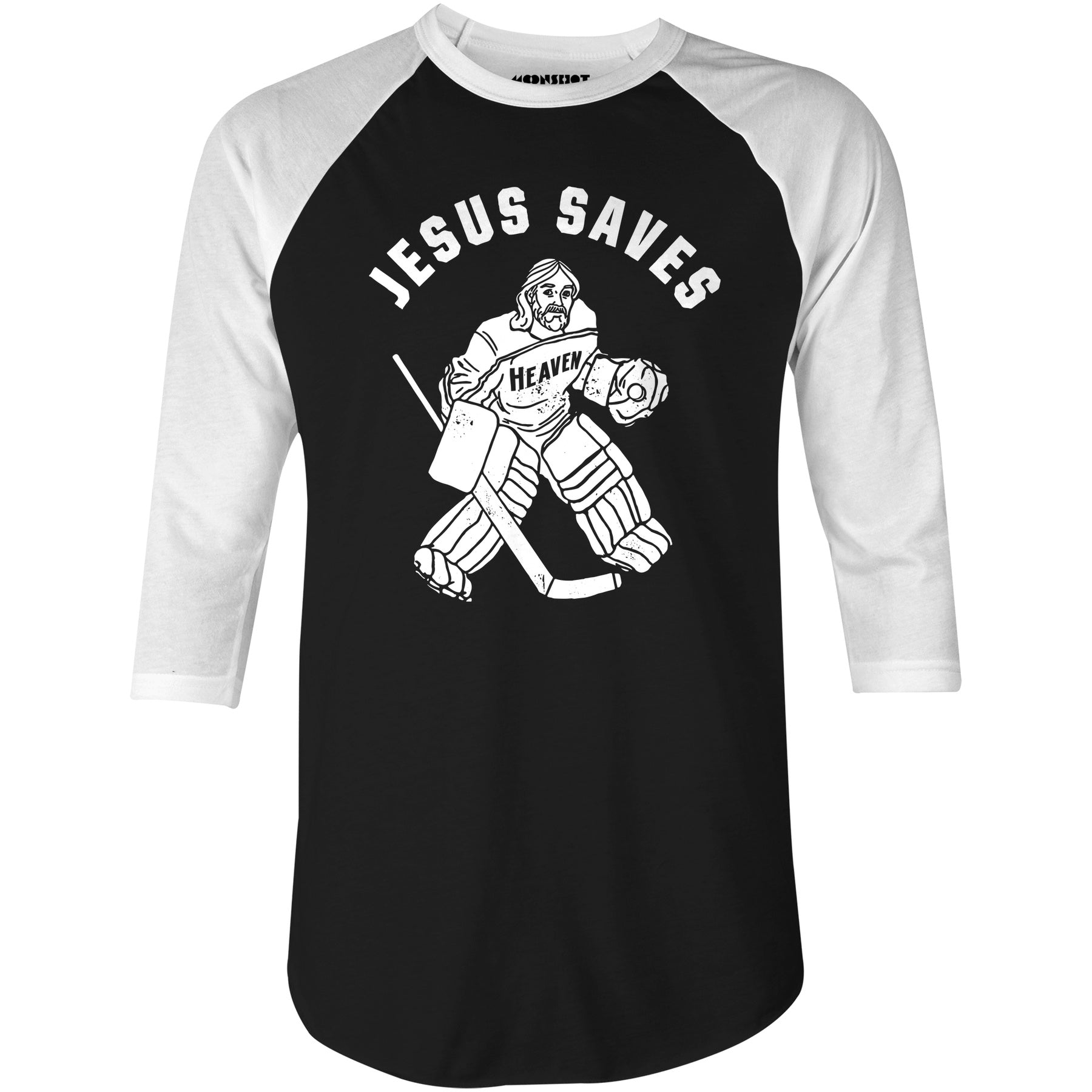 Jesus Saves - Hockey - 3/4 Sleeve Raglan T-Shirt