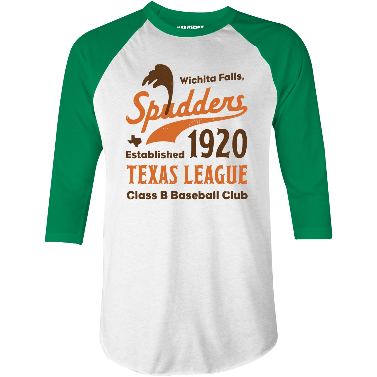 Wichita Falls Spudders - Texas - Vintage Defunct Baseball Teams - 3/4 Sleeve Raglan T-Shirt