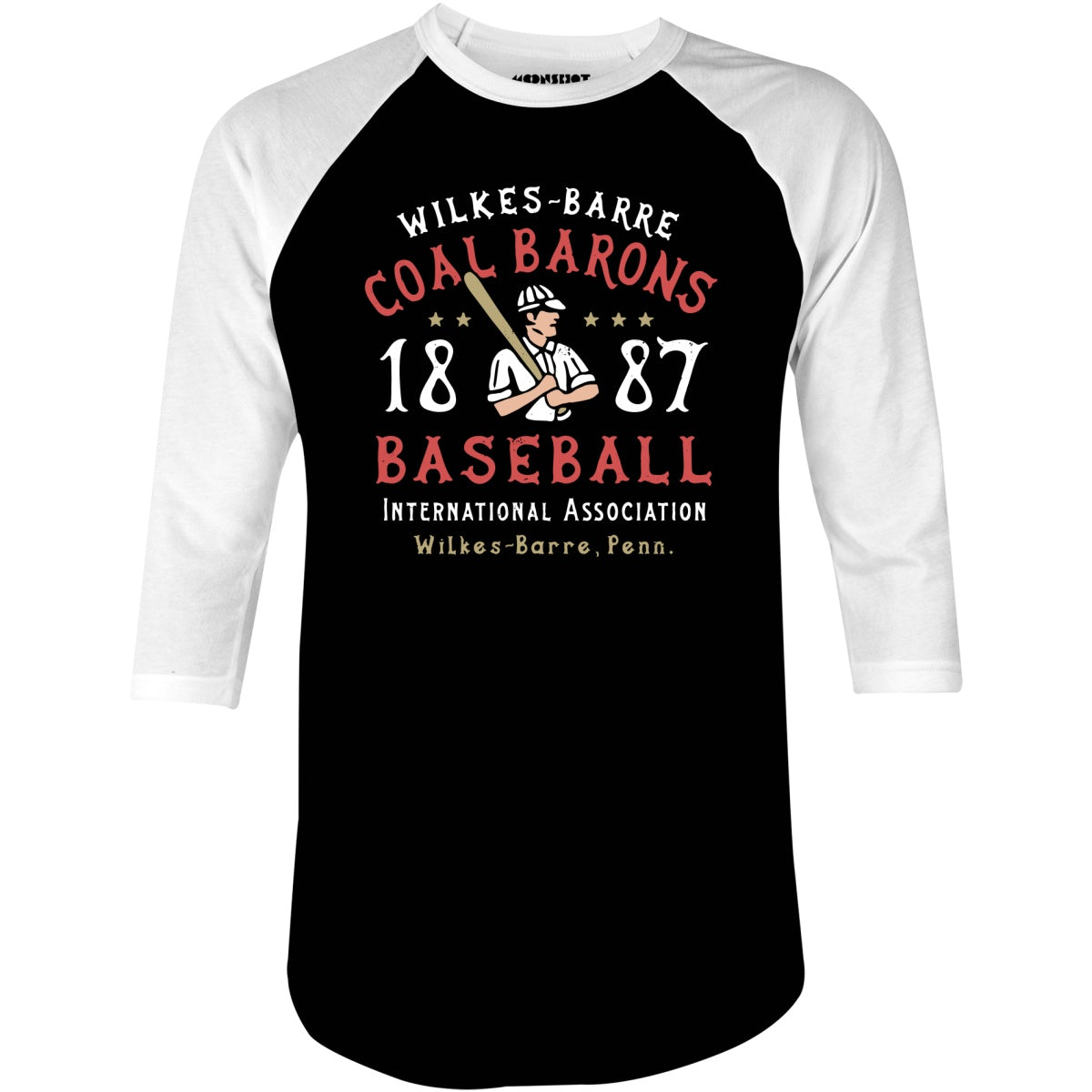 Wilkes-Barre Coal Barons - Pennsylvania - Vintage Defunct Baseball Teams - 3/4 Sleeve Raglan T-Shirt