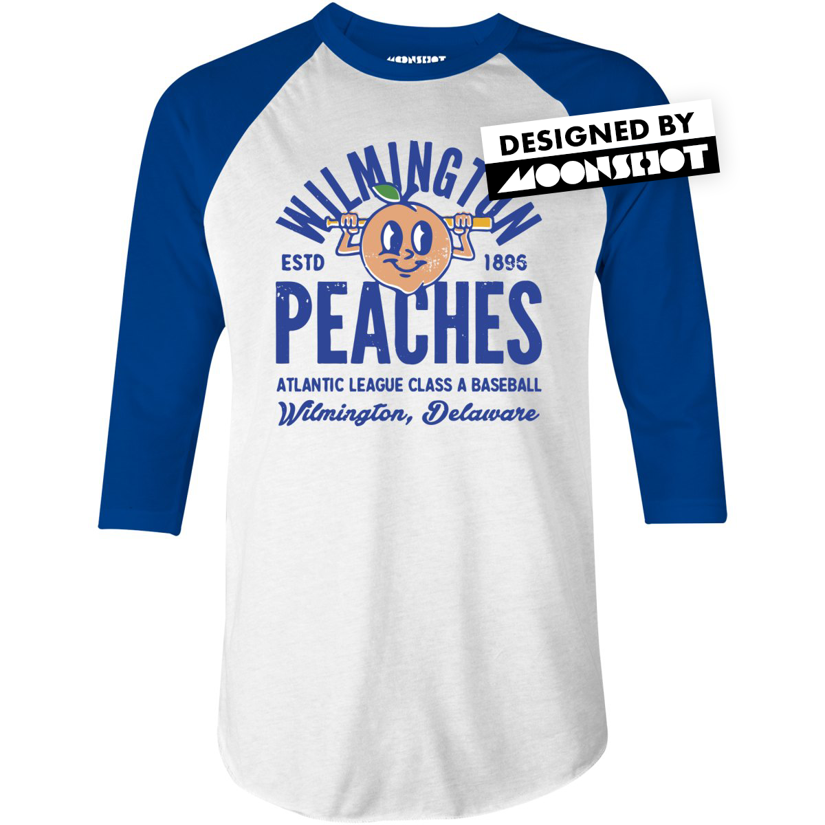 Wilmington Peaches - Delaware - Vintage Defunct Baseball Teams - 3/4 Sleeve Raglan T-Shirt