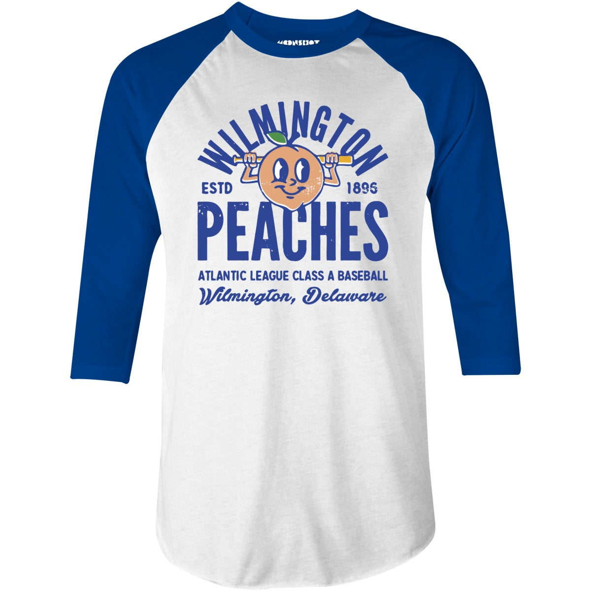 Wilmington Peaches - Delaware - Vintage Defunct Baseball Teams - 3/4 Sleeve Raglan T-Shirt