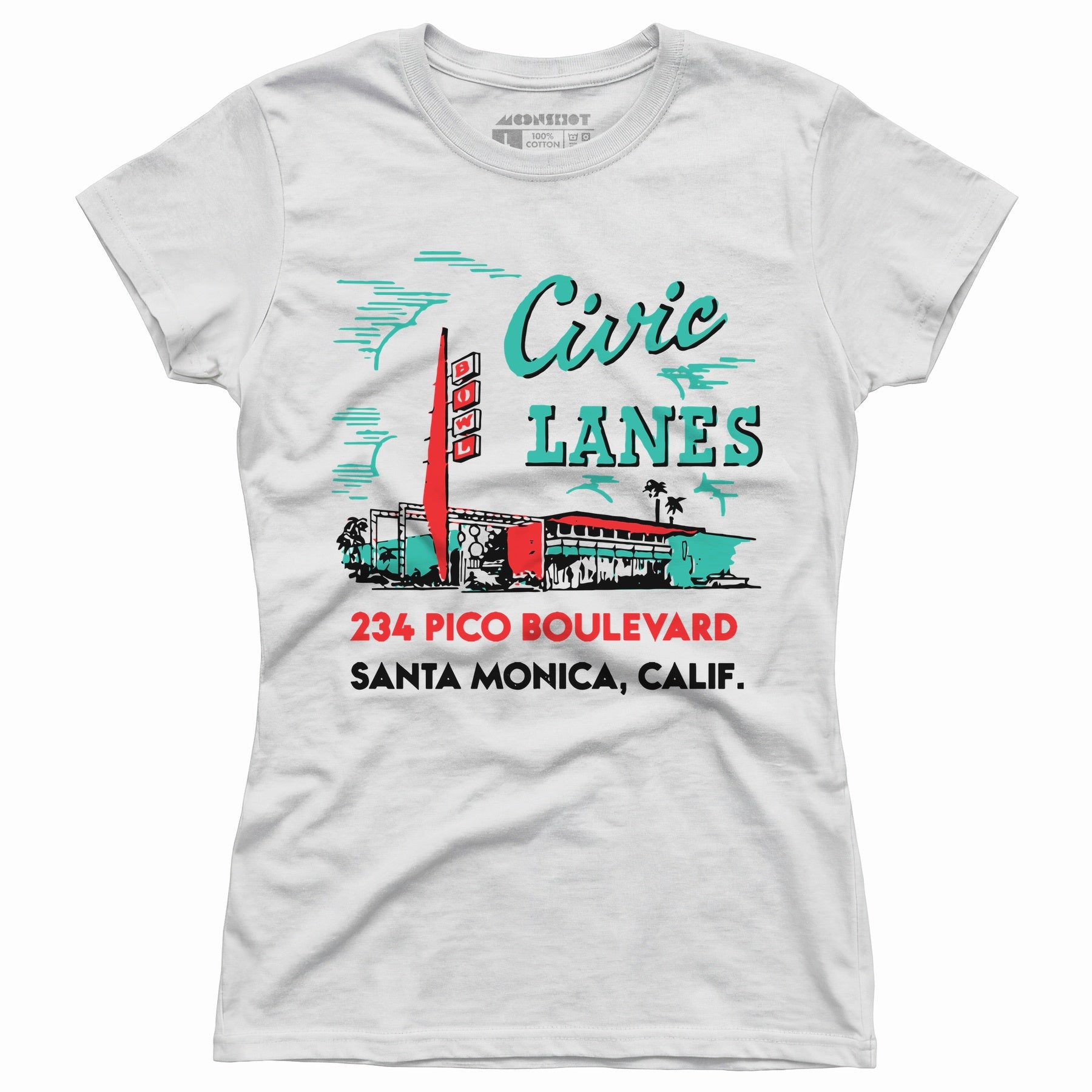 Civic Lanes - Santa Monica, CA - Vintage Bowling Alley - Women's T-Shirt