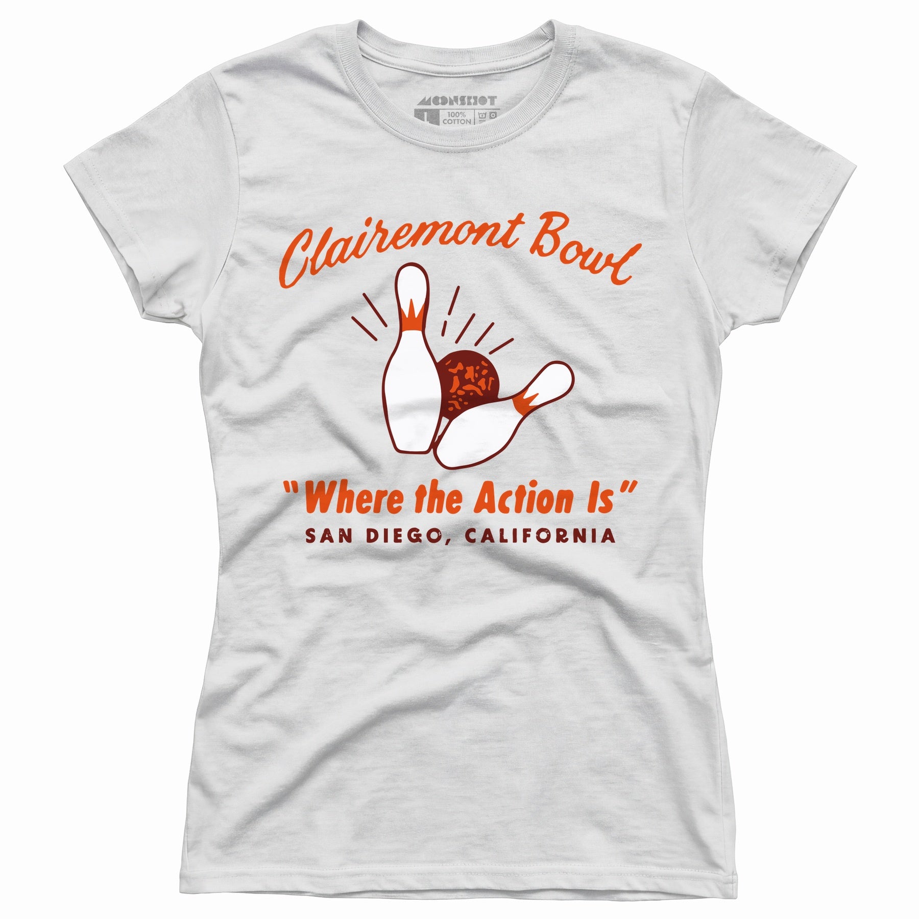 Clairemont Bowl - San Diego, CA - Vintage Bowling Alley - Women's T-Shirt