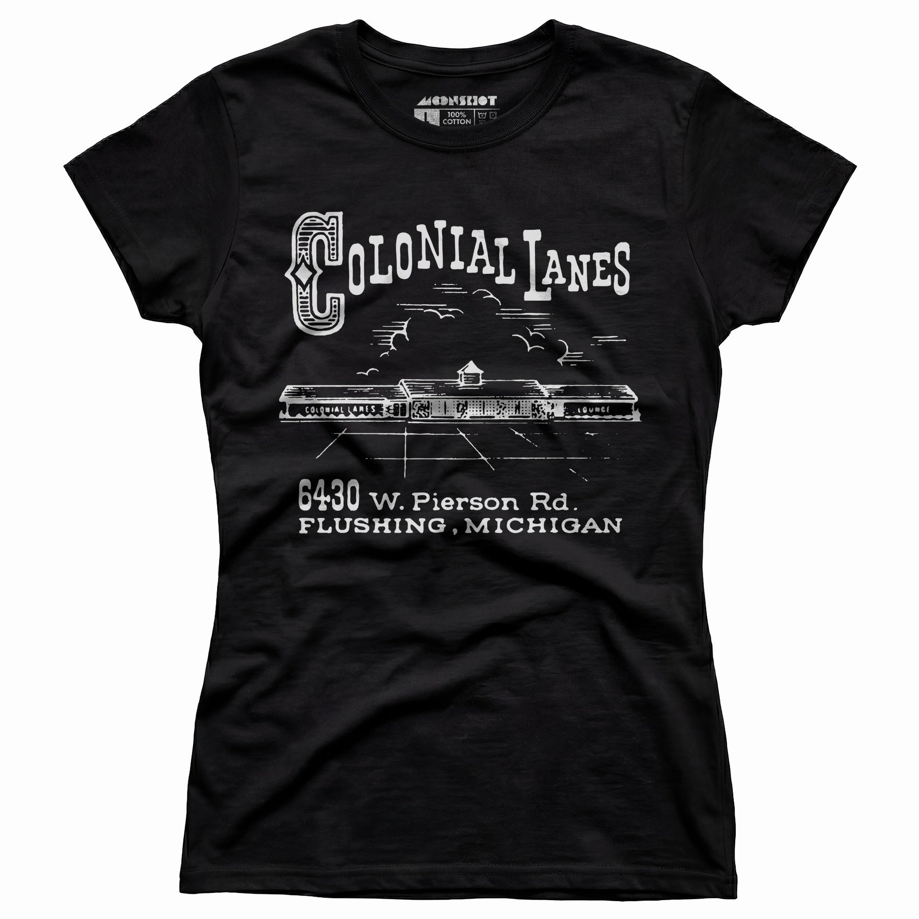 Colonial Lanes - Flushing, MI - Vintage Bowling Alley - Women's T-Shirt