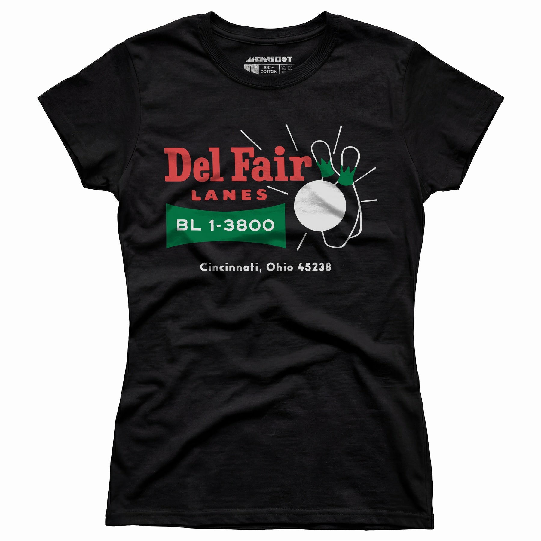 Del Fair Lanes v2 - Cincinnati, OH - Vintage Bowling Alley - Women's T-Shirt