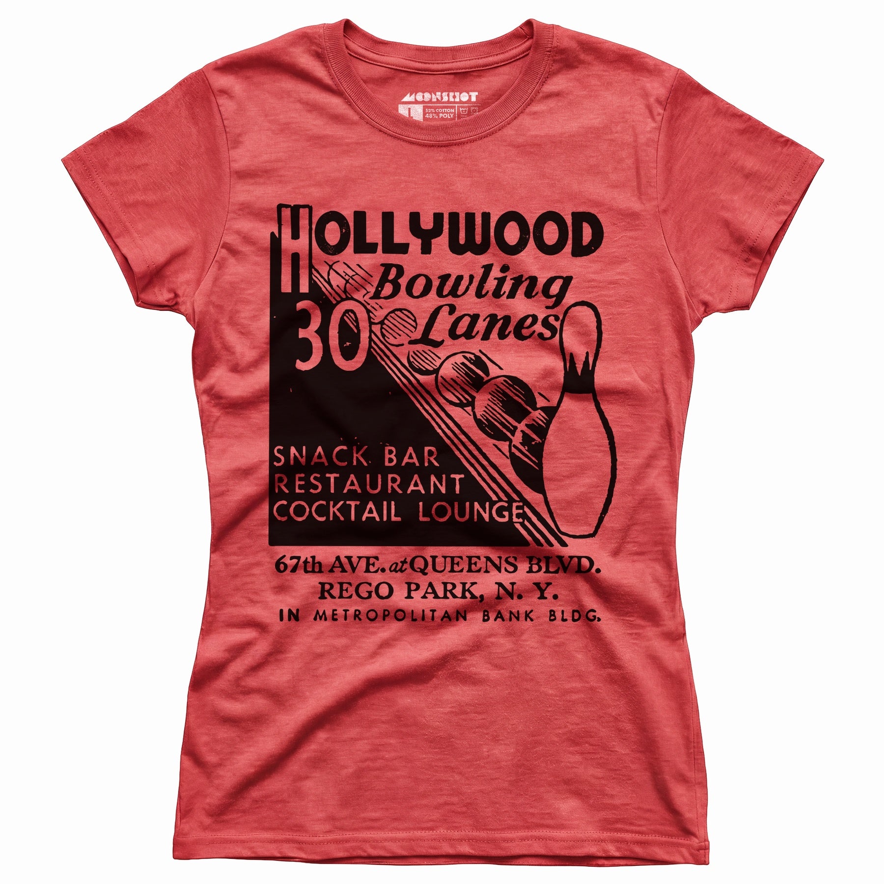 Hollywood Bowling Lanes - Rego Park, NY - Vintage Bowling Alley - Women's T-Shirt