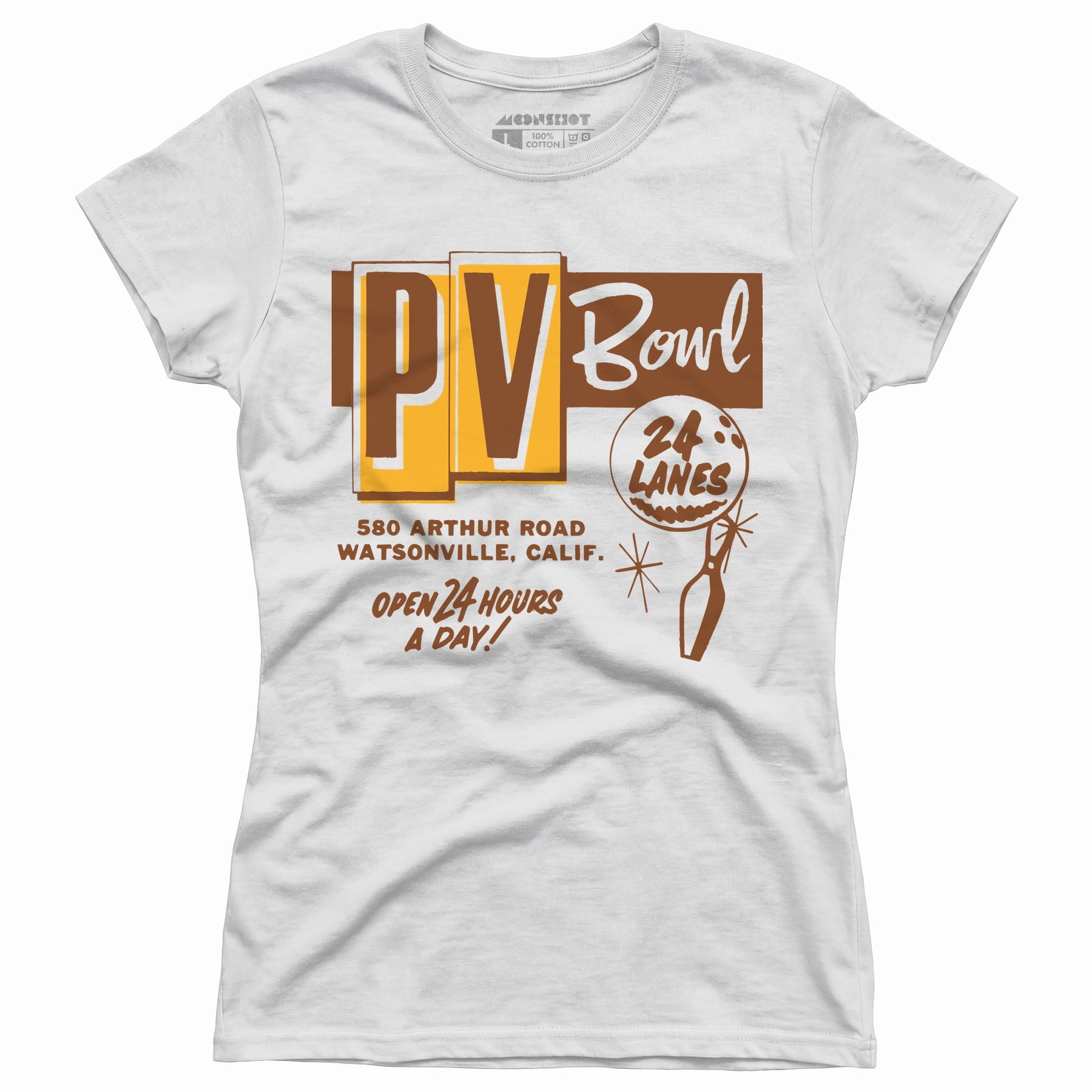 PV Bowl - Watsonville, CA - Vintage Bowling Alley - Women's T-Shirt