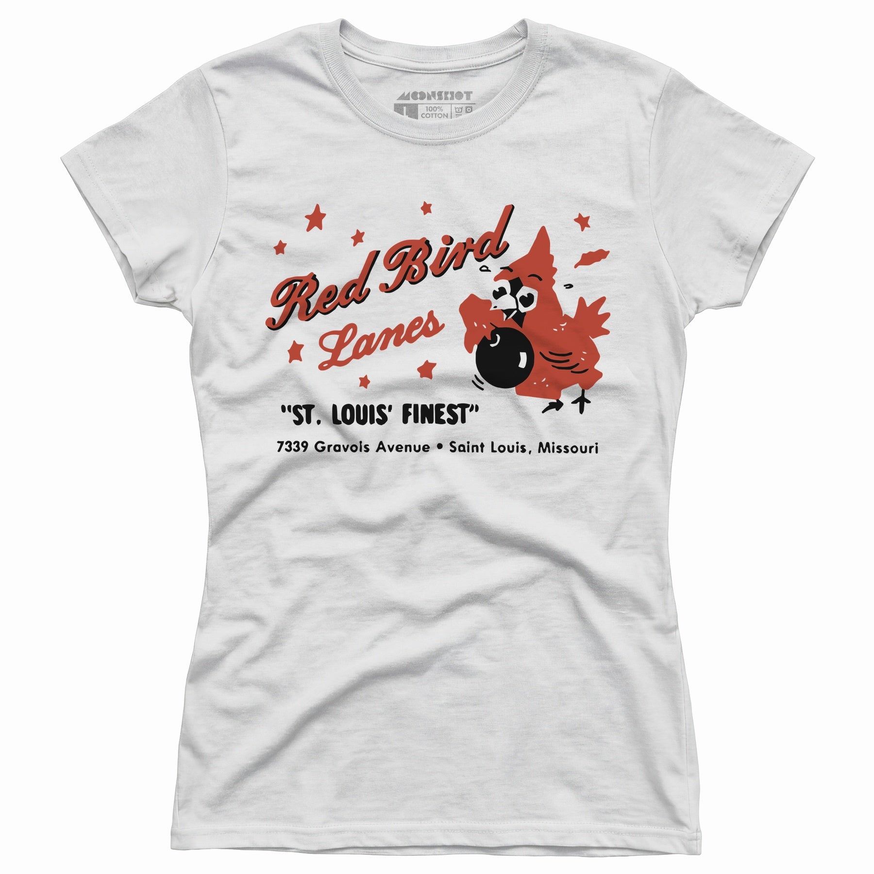 Red Bird Lanes v1 - St. Louis, MO - Vintage Bowling Alley - Women's T-Shirt