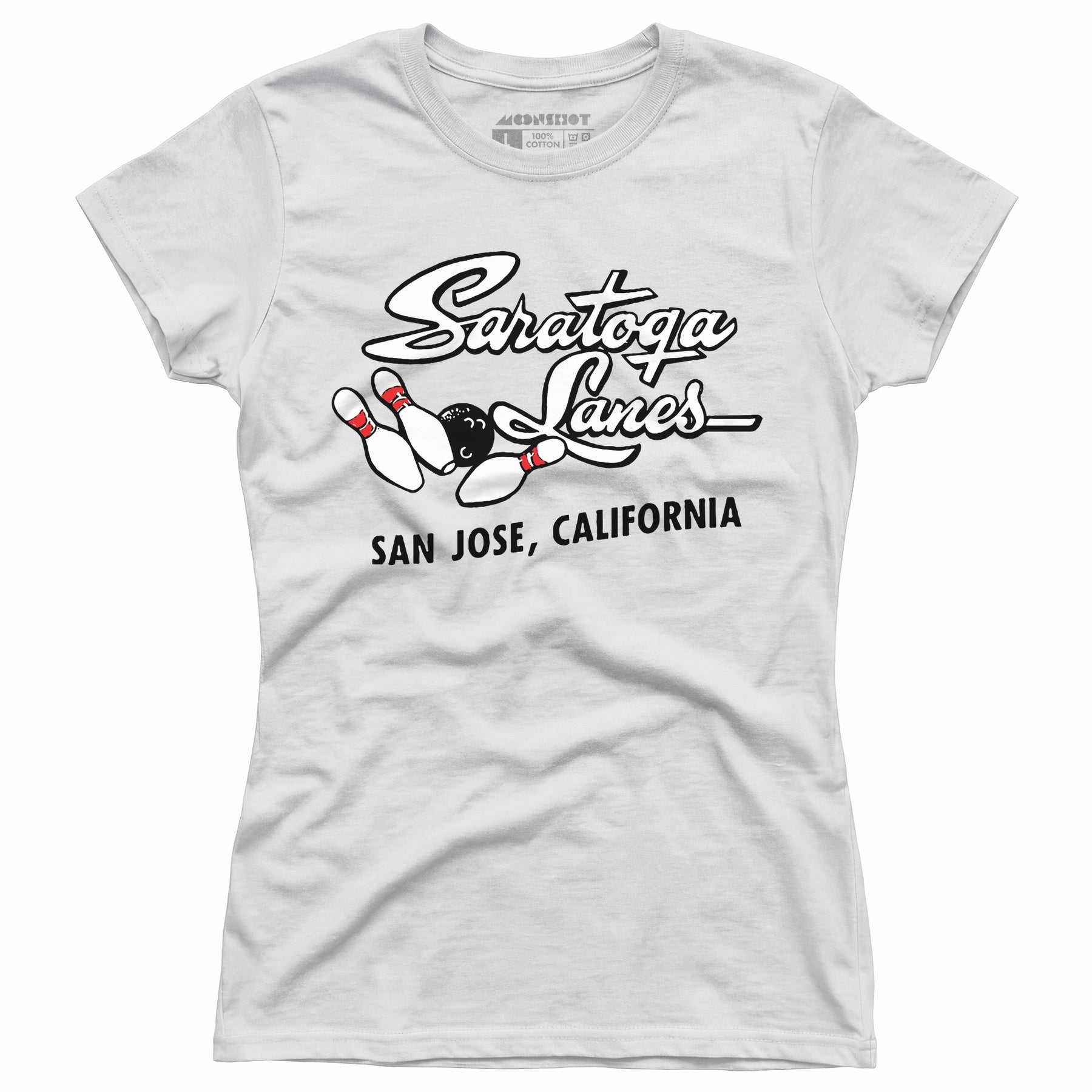 Saratoga Lanes - San Jose, CA - Vintage Bowling Alley - Women's T-Shirt