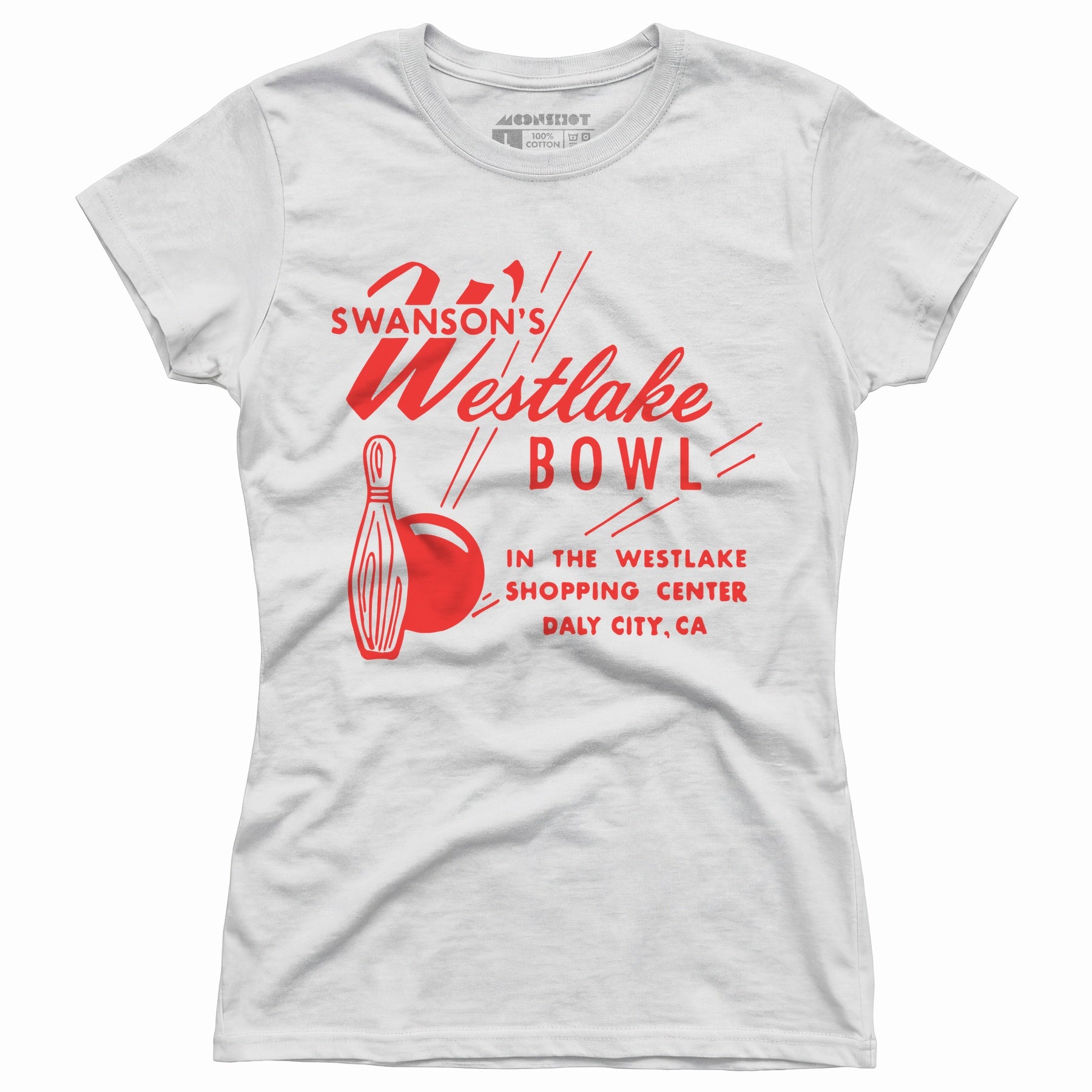 Swanson's Westlake Bowl - Daly City, CA - Vintage Bowling Alley - Women's T-Shirt