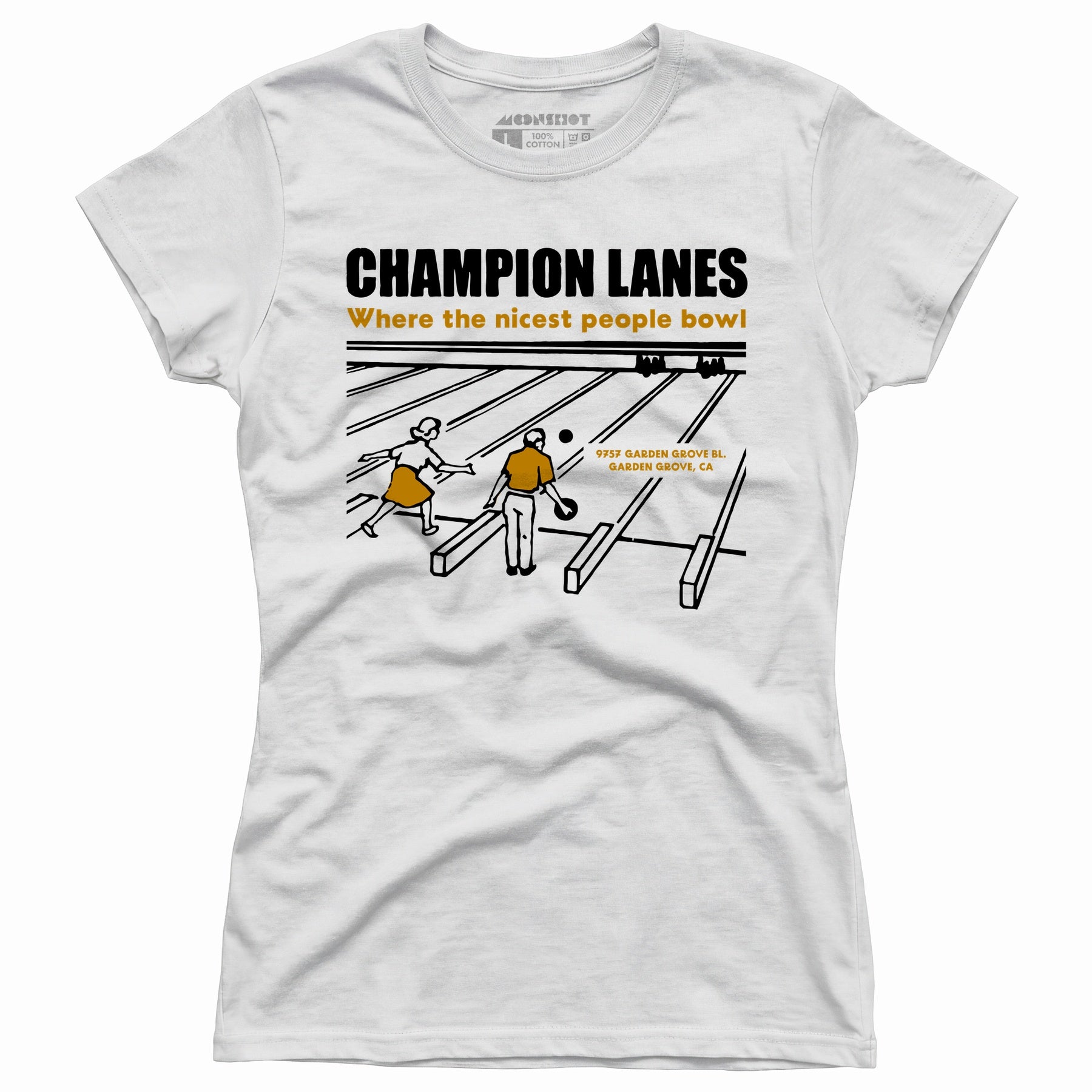 Champion Lanes - Garden Grove, CA - Vintage Bowling Alley - Women's T-Shirt