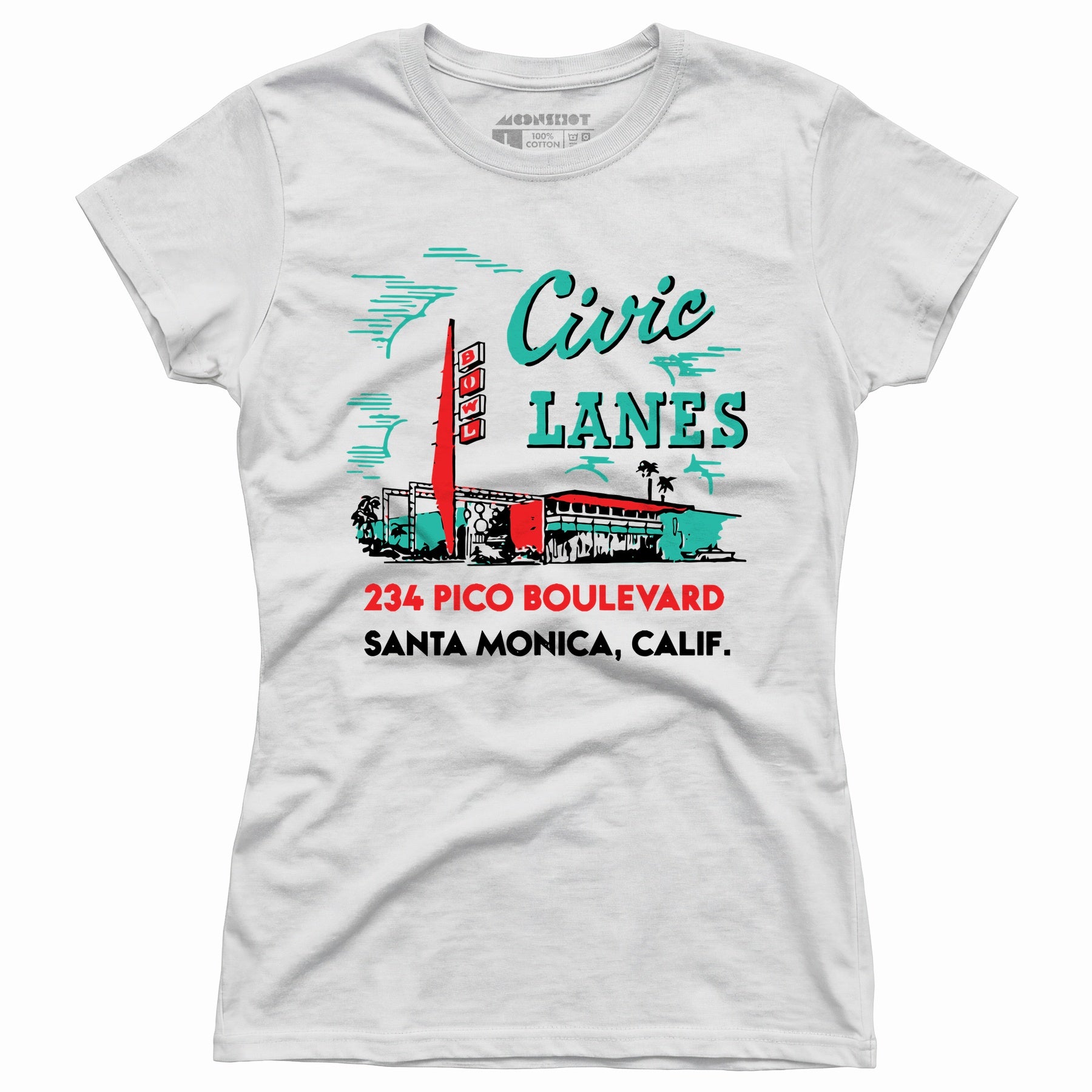 Civic Lanes - Santa Monica, CA - Vintage Bowling Alley - Women's T-Shirt