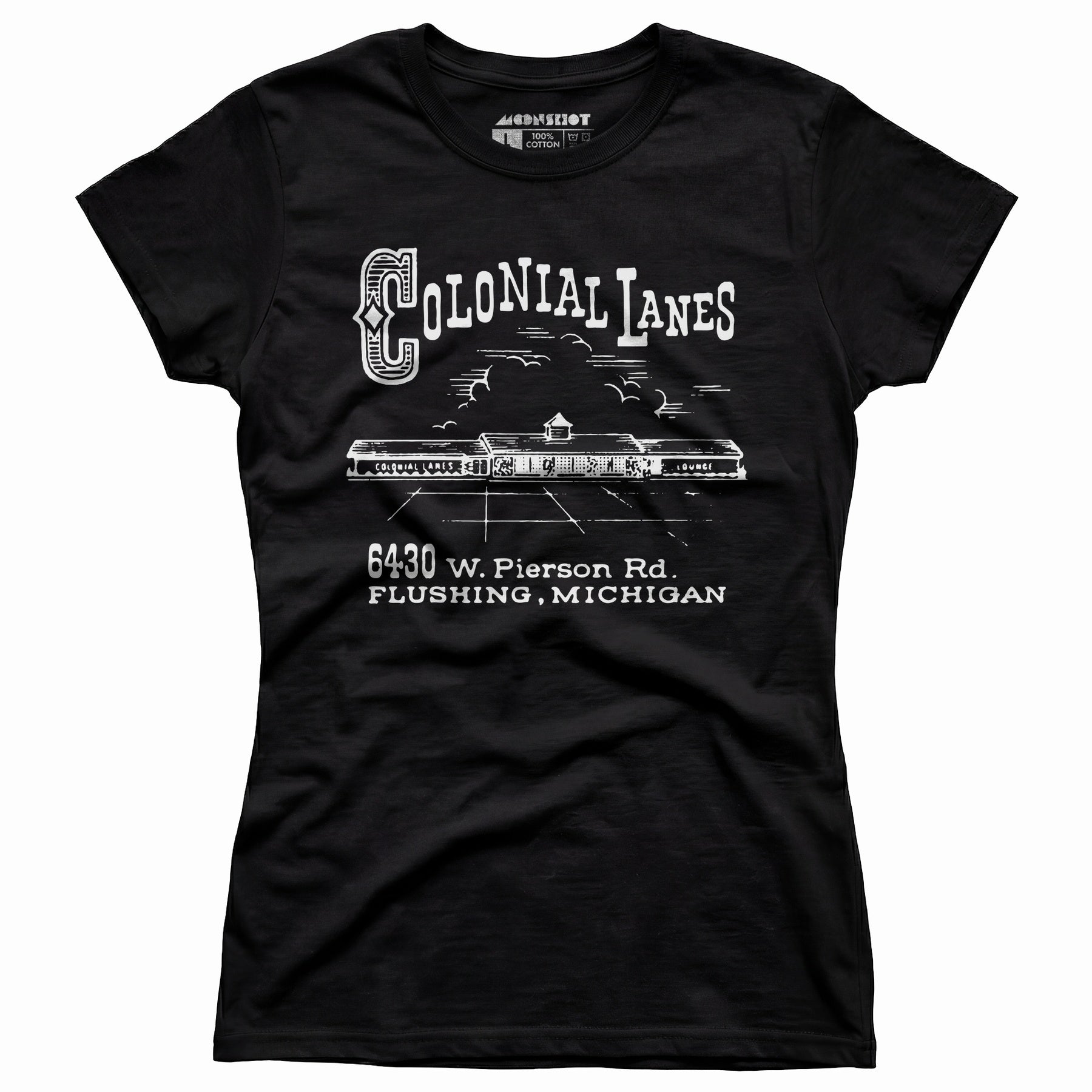 Colonial Lanes - Flushing, MI - Vintage Bowling Alley - Women's T-Shirt
