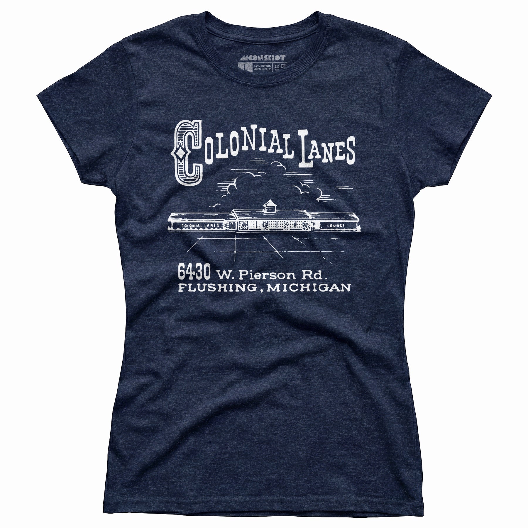 Colonial Lanes - Flushing, MI - Vintage Bowling Alley - Women's T-Shirt