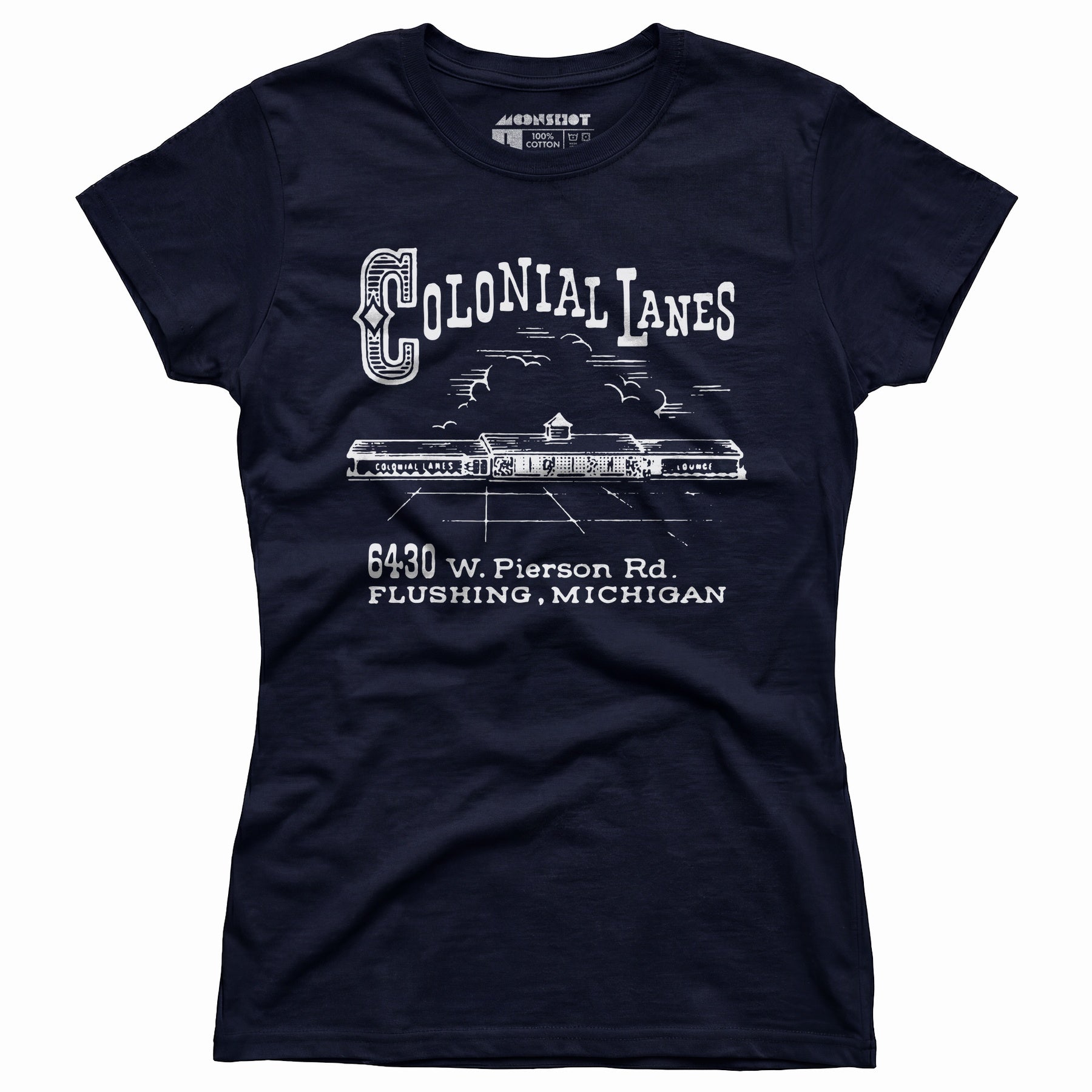 Colonial Lanes - Flushing, MI - Vintage Bowling Alley - Women's T-Shirt