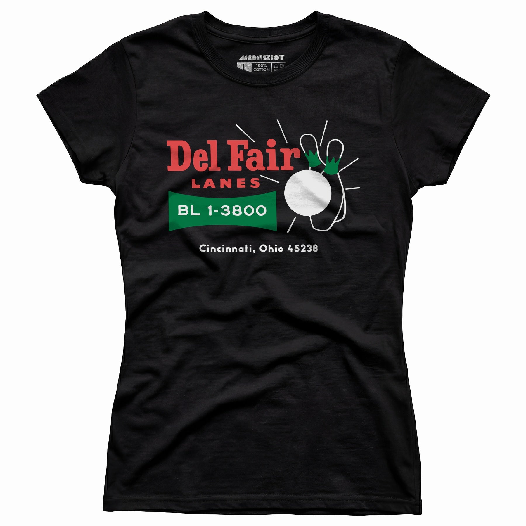 Del Fair Lanes v2 - Cincinnati, OH - Vintage Bowling Alley - Women's T-Shirt