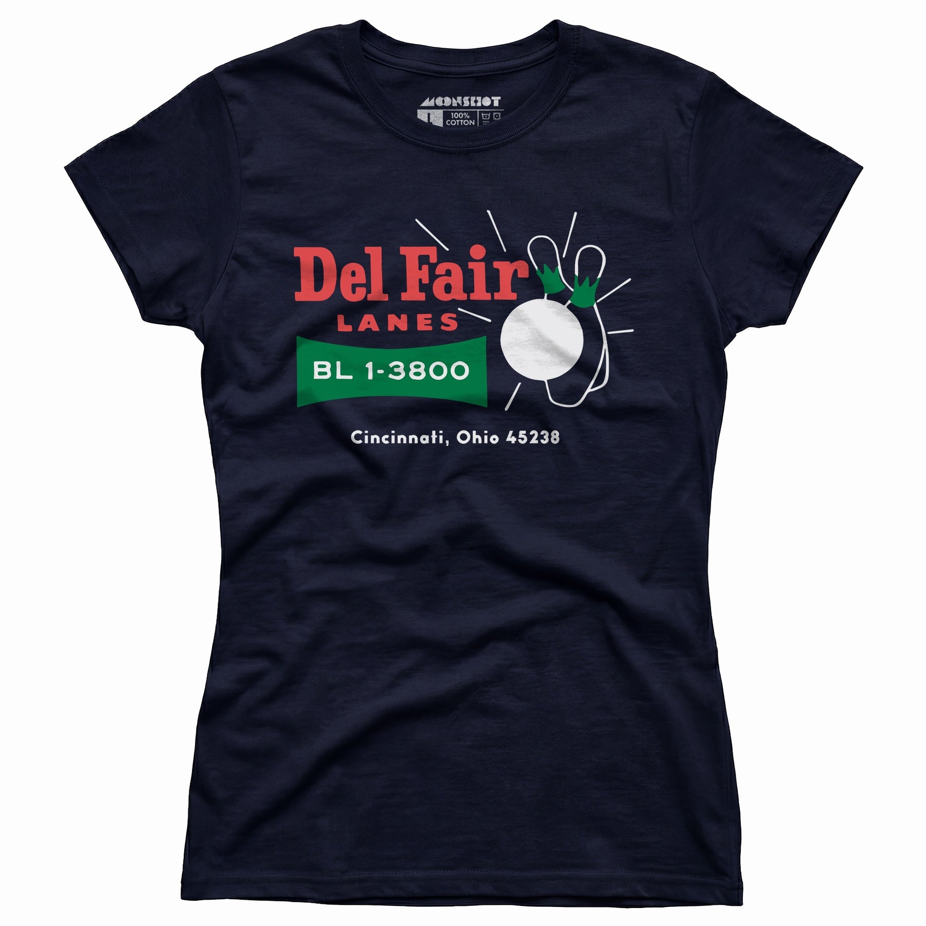 Del Fair Lanes v2 - Cincinnati, OH - Vintage Bowling Alley - Women's T-Shirt