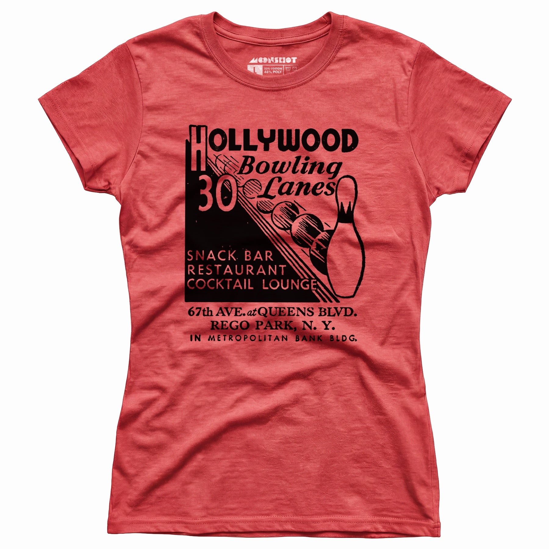 Hollywood Bowling Lanes - Rego Park, NY - Vintage Bowling Alley - Women's T-Shirt
