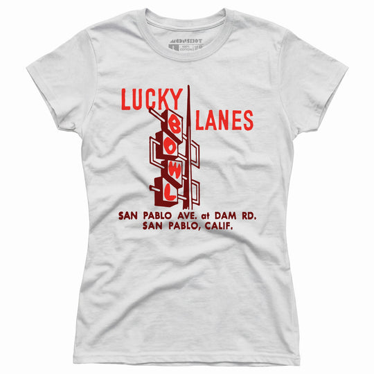 Lucky Lanes - San Pablo, CA - Vintage Bowling Alley - Women's T-Shirt