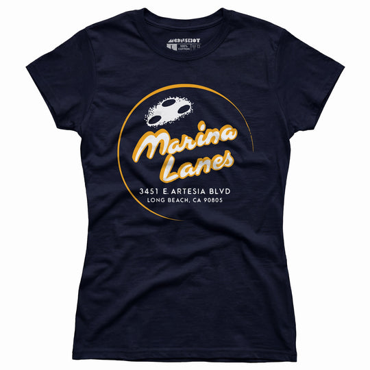 Marina Lanes - Long Beach, CA - Vintage Bowling Alley - Women's T-Shirt