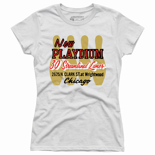 New Playdium - Chicago, IL - Vintage Bowling Alley - Women's T-Shirt