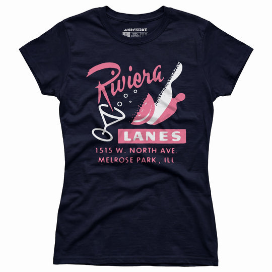 Riviera Lanes - Melrose Park, IL - Vintage Bowling Alley - Women's T-Shirt