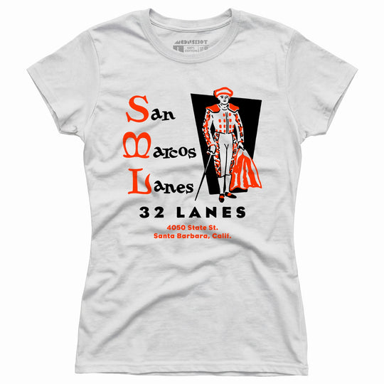 San Marcos Lanes - Santa Barbara, CA - Vintage Bowling Alley - Women's T-Shirt
