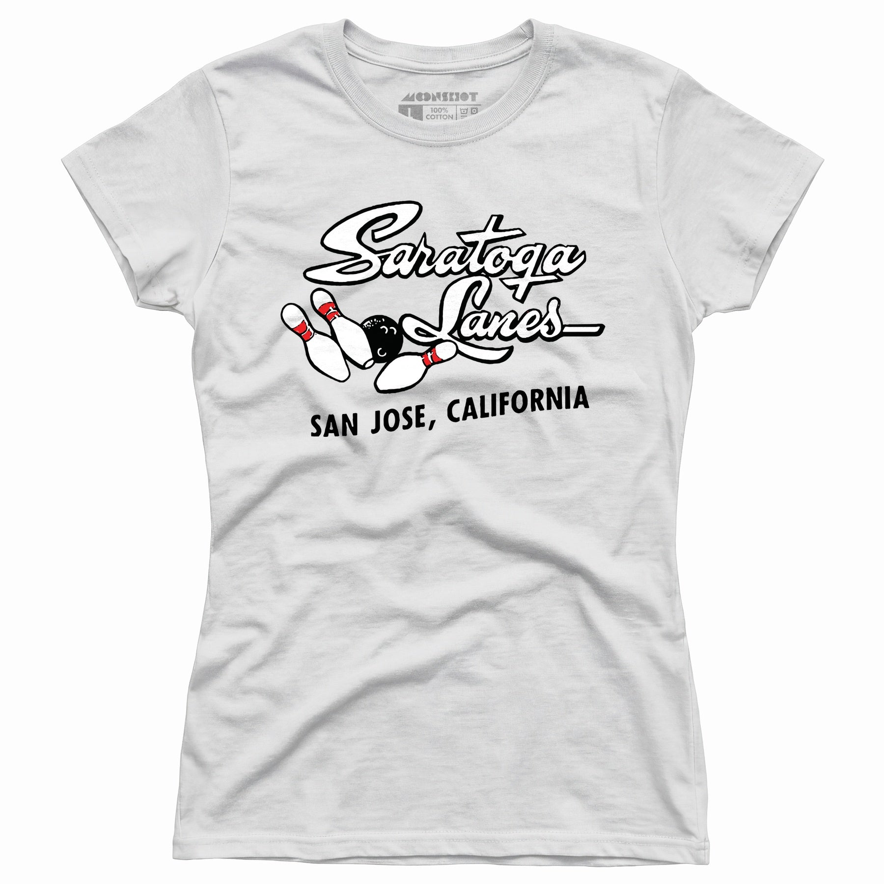 Saratoga Lanes - San Jose, CA - Vintage Bowling Alley - Women's T-Shirt