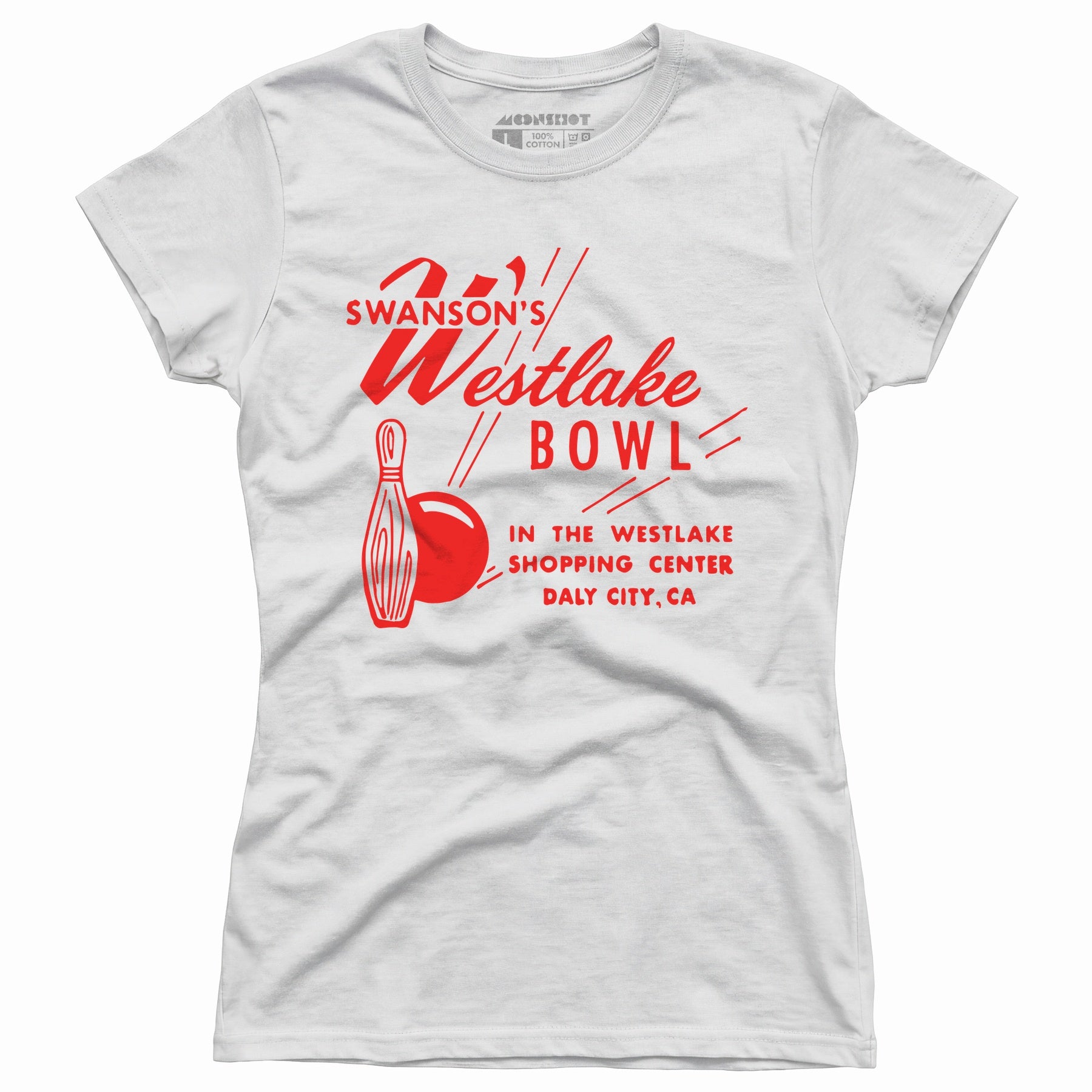 Swanson's Westlake Bowl - Daly City, CA - Vintage Bowling Alley - Women's T-Shirt
