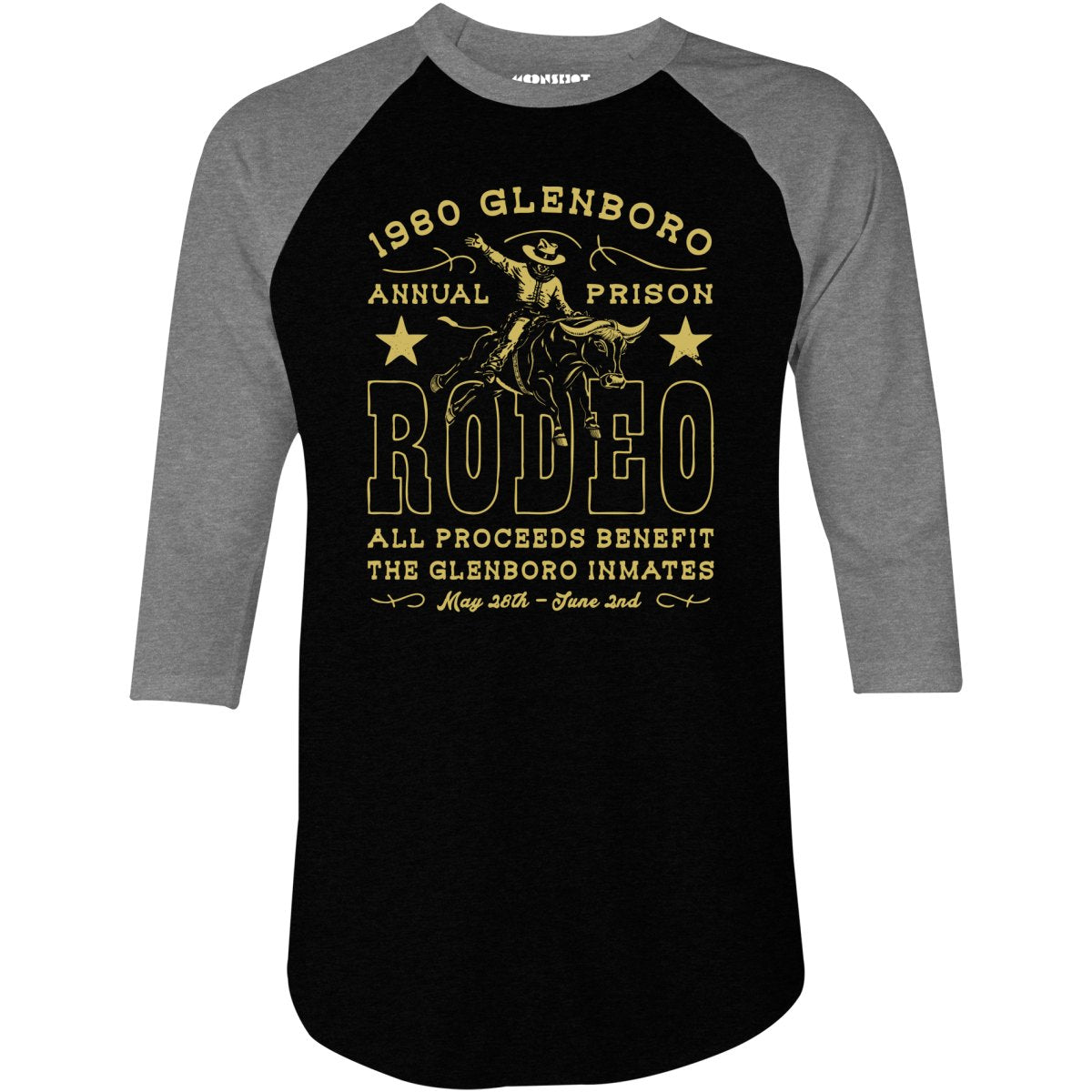 1980 Glenboro Annual Prison Rodeo - 3/4 Sleeve Raglan T-Shirt