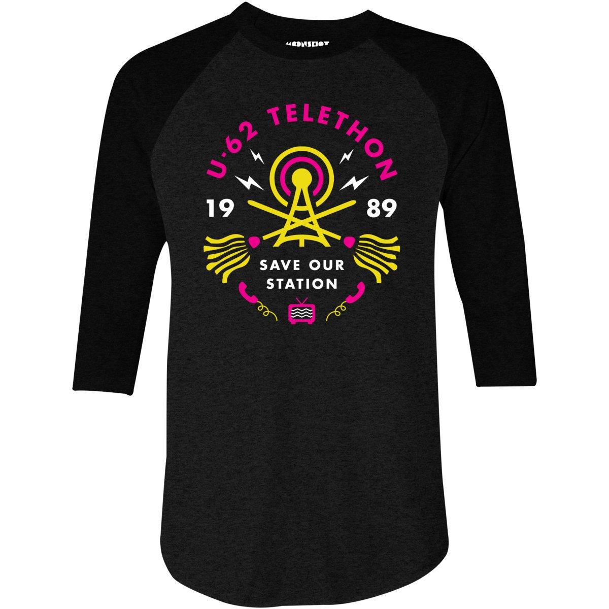 1989 UHF U-62 Telethon - 3/4 Sleeve Raglan T-Shirt