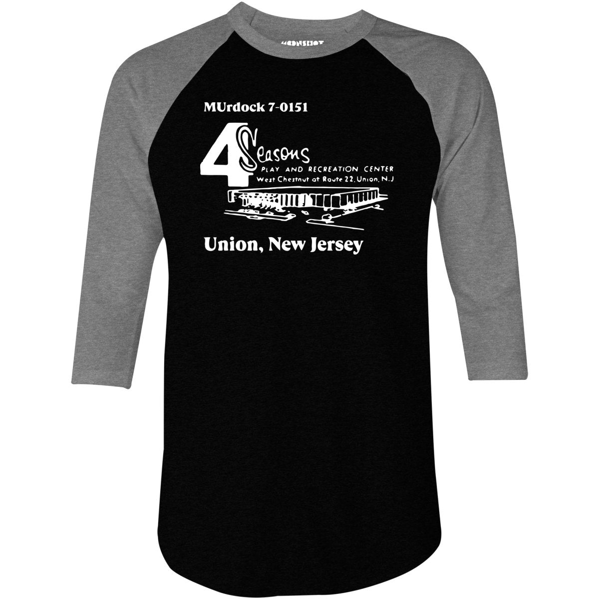 4 Seasons - Union, NJ - Vintage Bowling Alley - 3/4 Sleeve Raglan T-Shirt