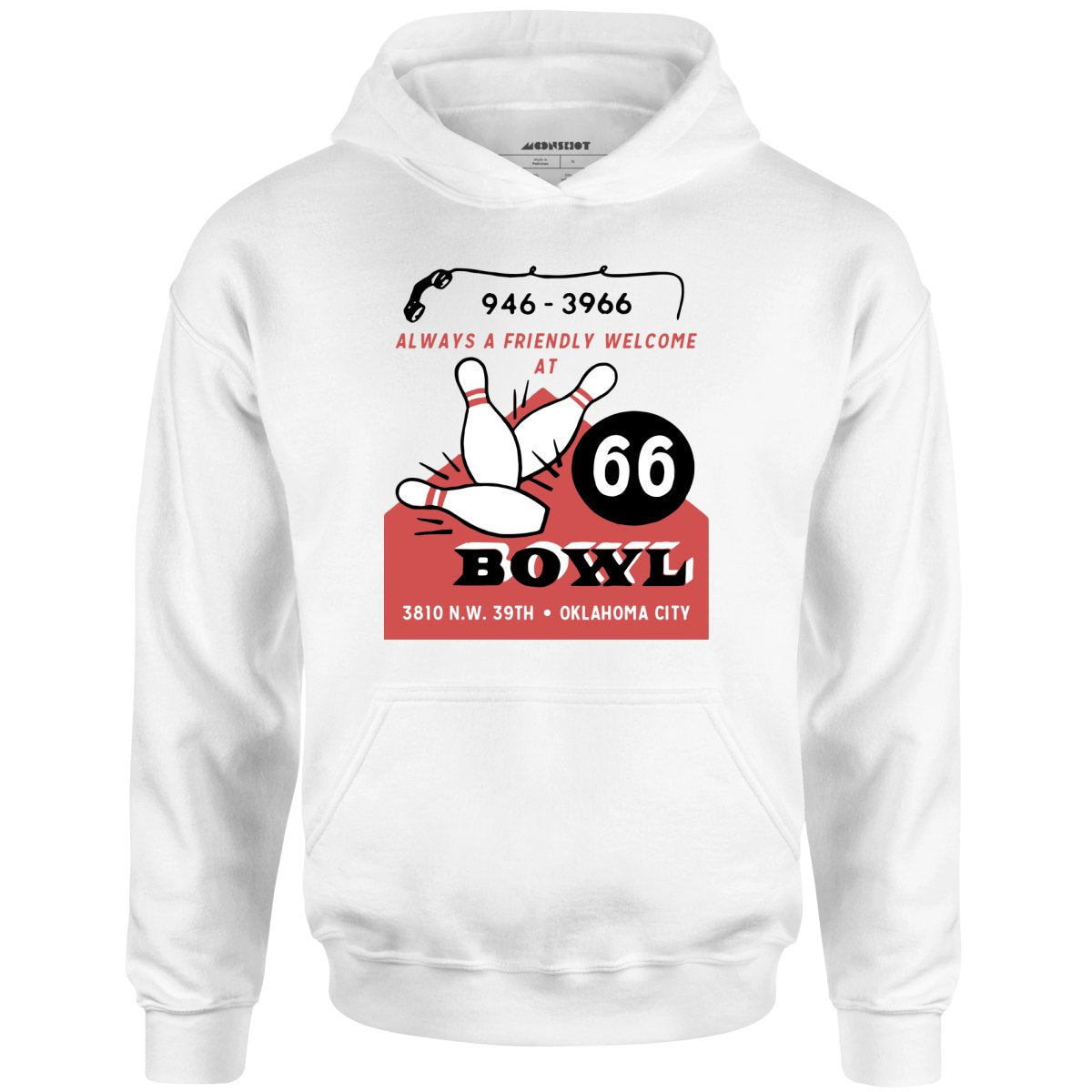 66 Bowl - Oklahoma City, OK - Vintage Bowling Alley - Unisex Hoodie