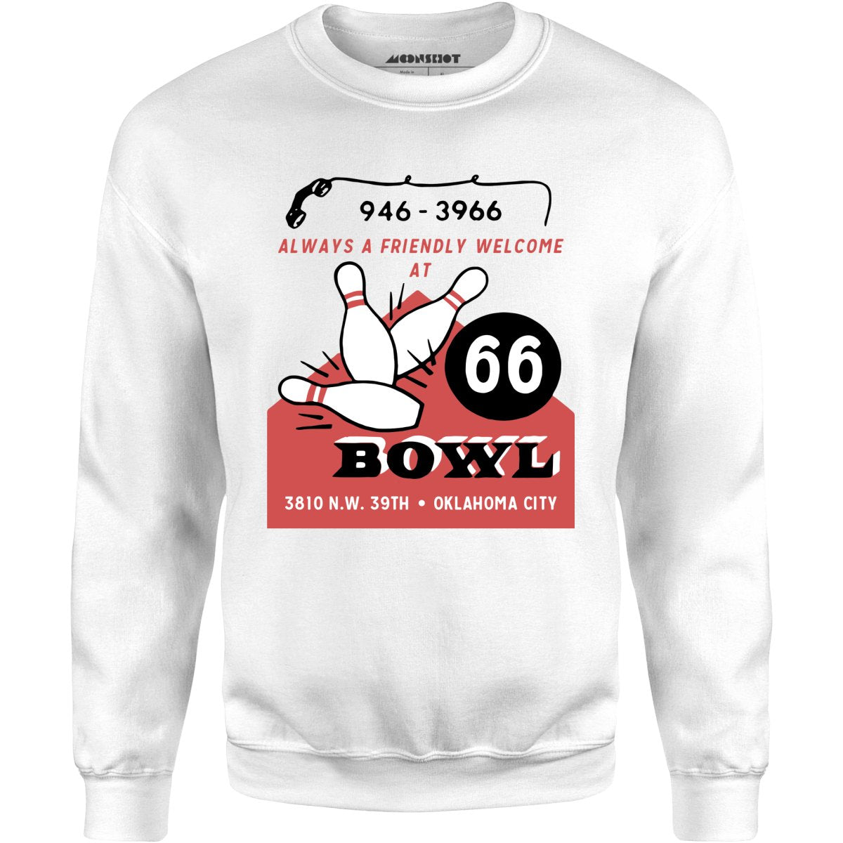 66 Bowl - Oklahoma City, OK - Vintage Bowling Alley - Unisex Sweatshirt