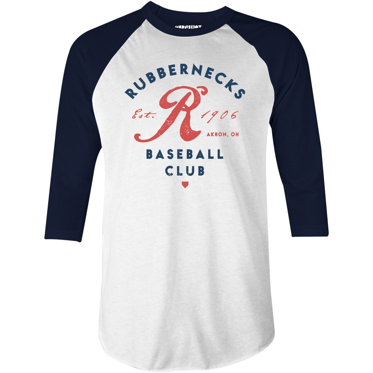 Akron Rubbernecks - Ohio - Vintage Defunct Baseball Teams - 3/4 Sleeve Raglan T-Shirt
