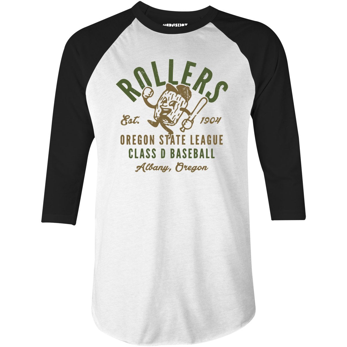 Albany Rollers - Oregon - Vintage Defunct Baseball Teams - 3/4 Sleeve Raglan T-Shirt