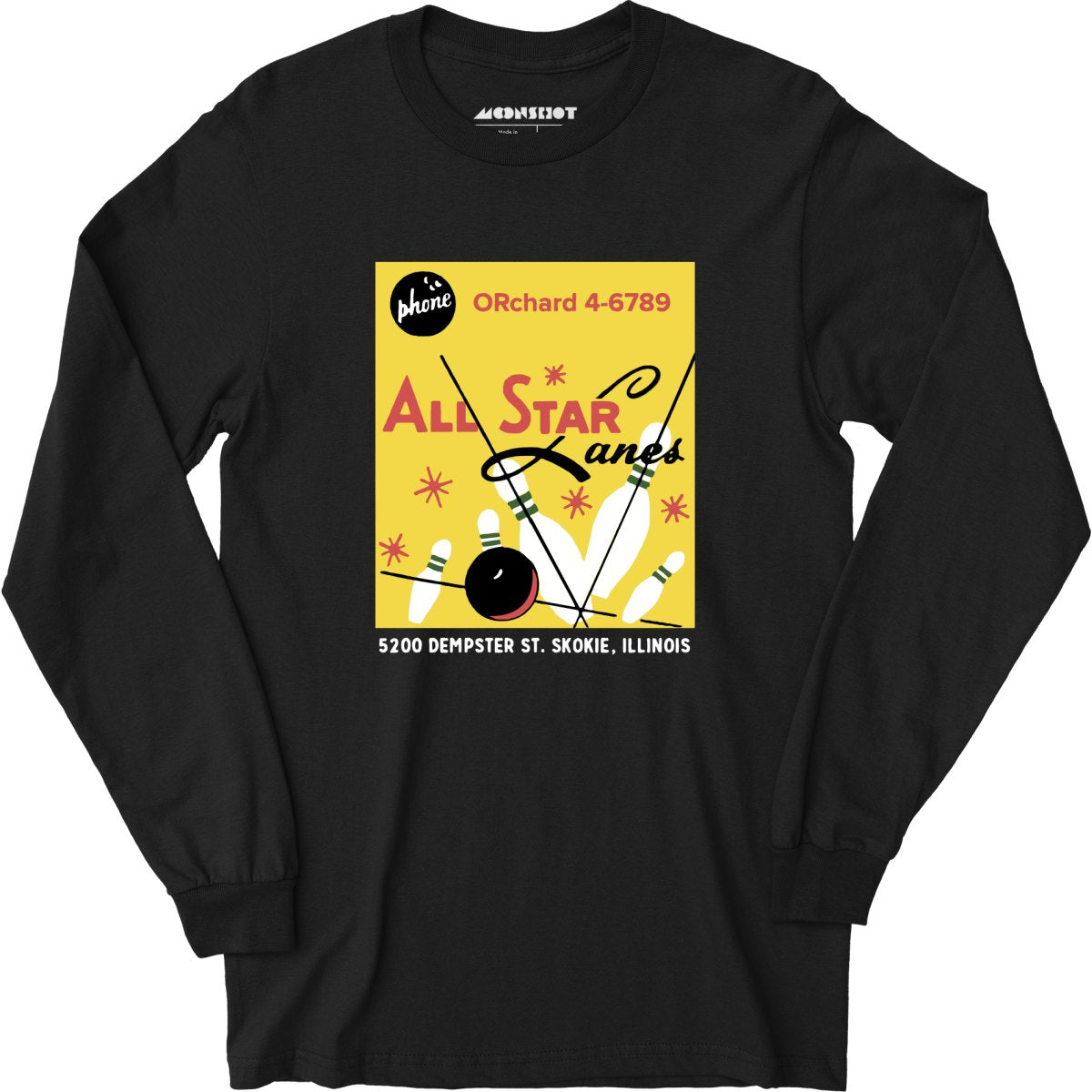 All Star Lanes v2 - St. Skokie, IL - Vintage Bowling Alley - Long Sleeve T-Shirt