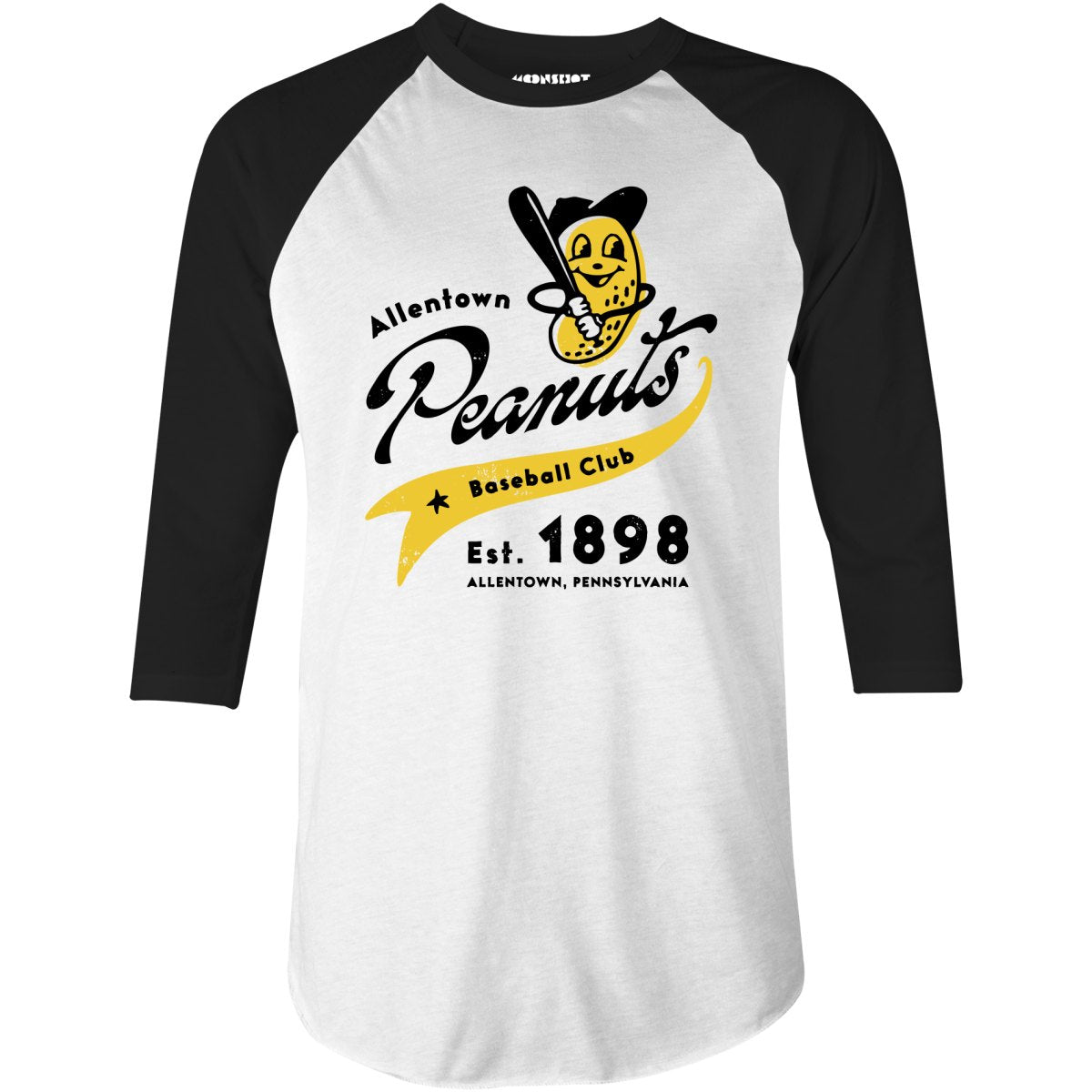 Allentown Peanuts - Pennsylvania - Vintage Defunct Baseball Teams - 3/4 Sleeve Raglan T-Shirt