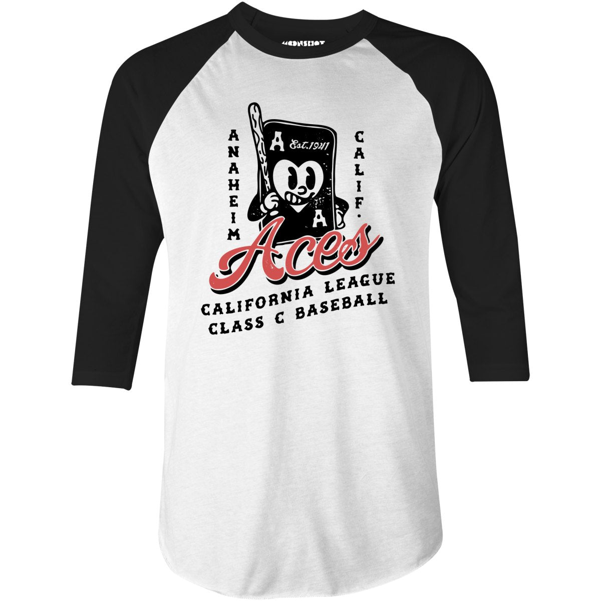 Anaheim Aces - California - Vintage Defunct Baseball Teams - 3/4 Sleeve Raglan T-Shirt