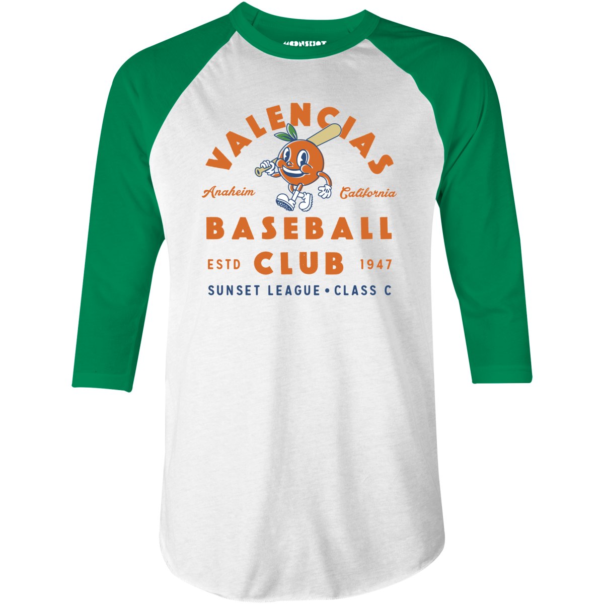 Anaheim Valencias - California - Vintage Defunct Baseball Teams - 3/4 Sleeve Raglan T-Shirt