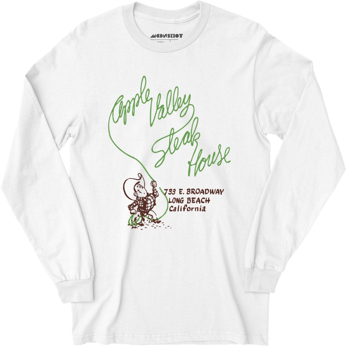 Apple Valley Steak House - Long Beach, CA - Vintage Restaurant - Long Sleeve T-Shirt