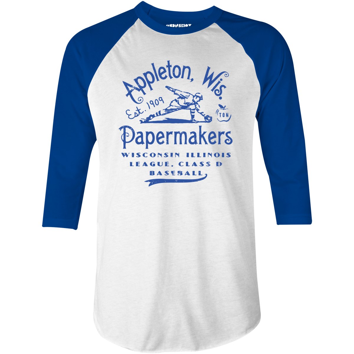 Appleton Papermakers - Wisconsin - Vintage Defunct Baseball Teams - 3/4 Sleeve Raglan T-Shirt
